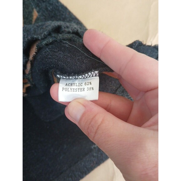 Fleur De Lis Cardigan Sweater Size L Long Full Zip Ruffle Hem Gray Pockets - Picture 6 of 7